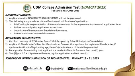 UDM College Admission Test Passers 2022 – UDM .